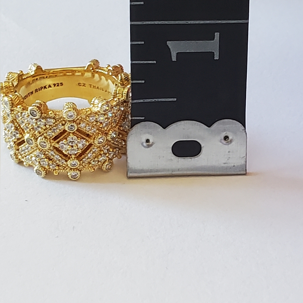 Judith Ripka Diamonique Wide-band Ring, Sz 7 - Picture 6 of 9